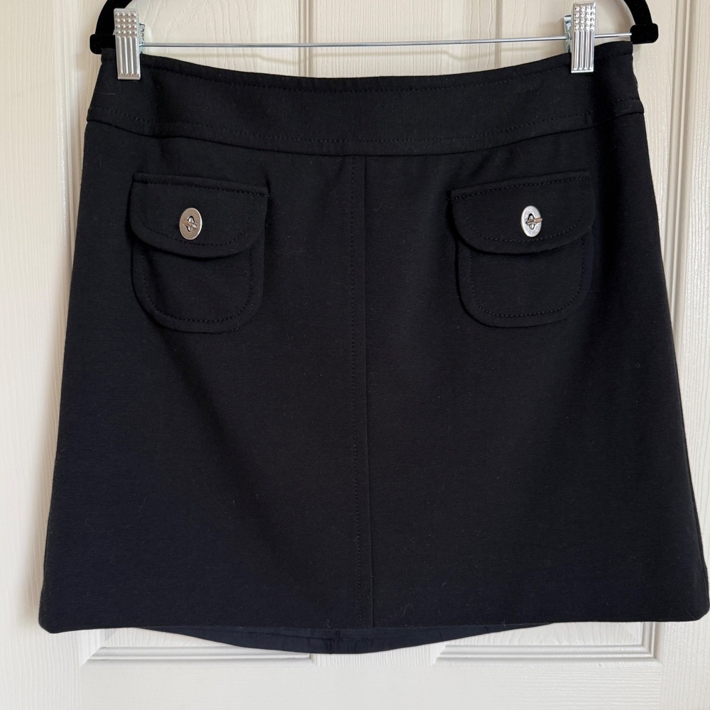 Ann Taylor LOFT Black Mini Skirt A-Line Turn-Lock Pocket Detail Size 10